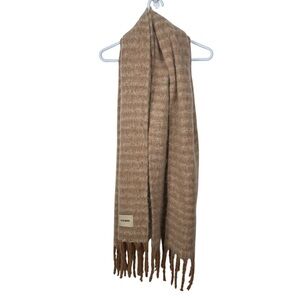 NWT Steve Madden Fringe Scarf, Tan/White, One Size
